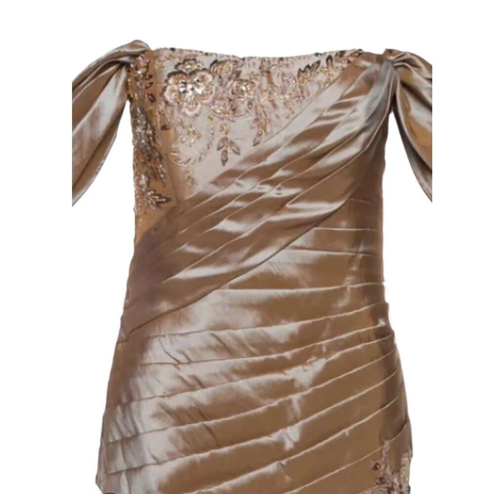 NEW JOVANI Formal Dress 10 Ballgown Bronze Beaded Taffeta Optional Wrap MotherOf - Picture 7 of 16